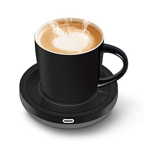 BESTINNKITS Smart Coffee Cup Warmer Set with Auto On Off for Office Desk Use and Candle Wax Heating Plate Up to 131F 14oz