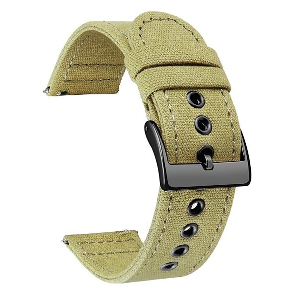BINLUN Canvas Watch Bands Quick Release Sail Cloth Watch Straps Replacement 18mm 20mm 22mm 24mm Cotton Fabric Watchband for Men and Women with Silver