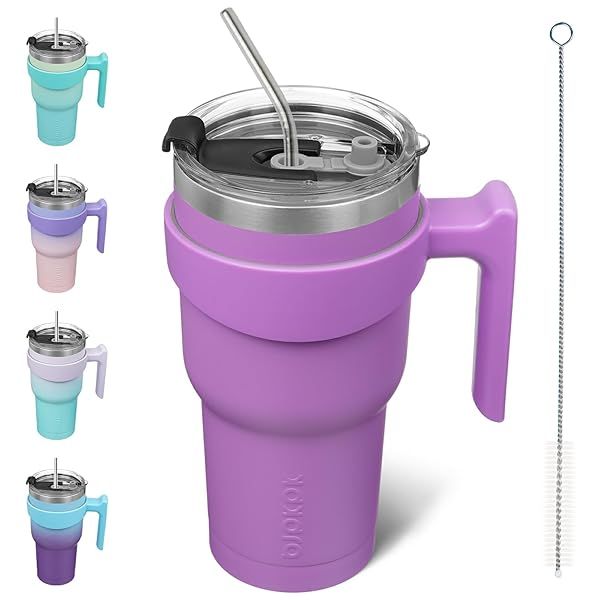 BJPKPK 30 oz Lavender Tumbler With Handle Stainless Steel Insulated Travel Coffee Cup With Lid And Straw For Men And Women