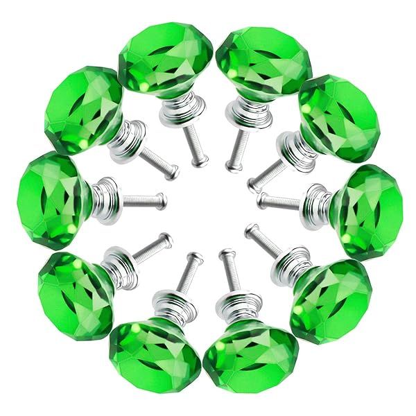 BNYZWOT Crystal Glass Cabinet Knobs 30mm Diamond Shape Drawer Kitchen Cabinets Dresser Cupboard Wardrobe Pulls Handles 10 Pcs
