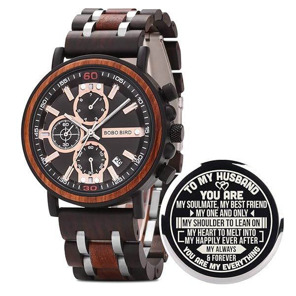 BOBO BIRD S18-1 Personalized Engraved Wood Watch Custom Wooden Watch Gift for Husband Boyfriend Birthday Anniversary