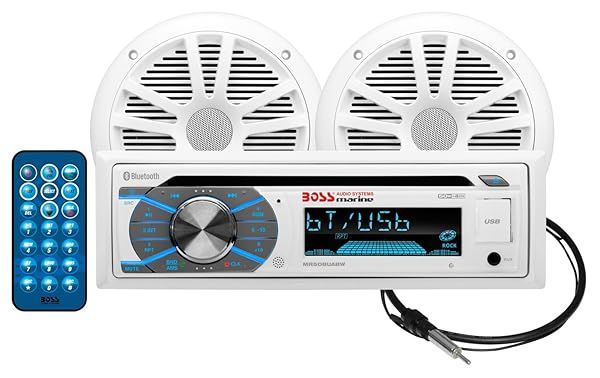 BOSS Audio Systems MCK508WB6 Marine Bluetooth Stereo with 6.5 Inch Speakers CD DVD Player AM FM Radio Receiver Dipole Antenna