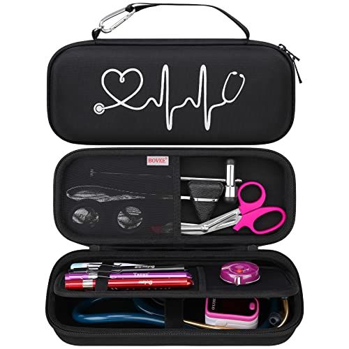BOVKE Stethoscope Case for 3M Littmann Classic III Monitoring, Lightweight II S.E, Cardiology IV Diagnostic, MDF Acoustica Stethoscopes, Space for
