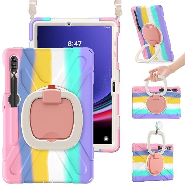 BRAECN Rugged Silicone Case for 12.4 Inch Samsung Tablet S9 FE Plus S9 Plus S8 Plus S7 FE S7 Plus with S Pen Holder and Kickstand Pink