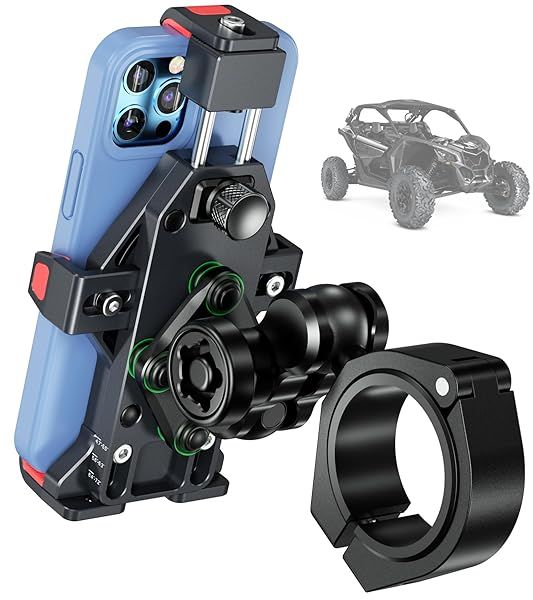 BRCOVAN Anti-Theft Aluminum Alloy UTV Phone Holder with Vibration Dampener and Secure Lock, Adjustable Roll Cage Cellphone Mount Fit 1.5'' 1.65''