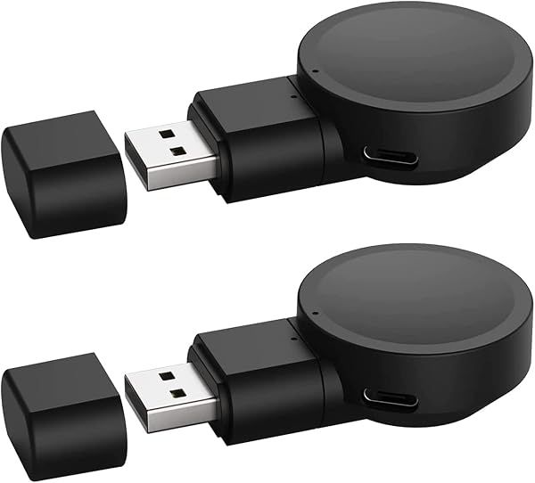 Portable Watch Charger for Galaxy Watch 7 6 6 Classic 5, Rotatable USB Travel Charging Dock Compatible with Galaxy 4 Classic 3 and Active 2