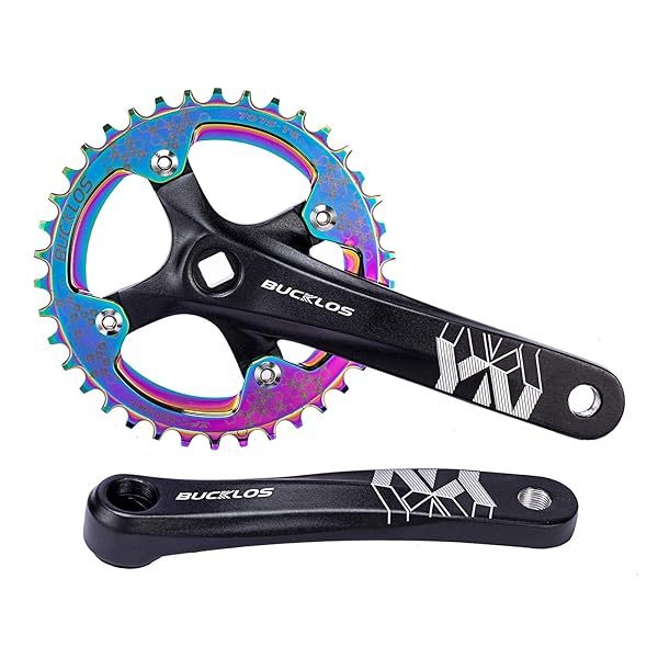 BUCKLOS MTB Single Speed Crankset 170mm - 104BCD with Round/Oval Chainrings for E-Bikes & Commuter Bikes