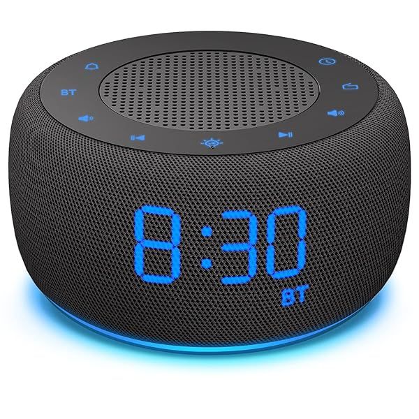 BUFFBEE Bluetooth Speaker Alarm Clock with FM Radio High Fidelity Sound and Full Range Dimmer for Bedroom Use