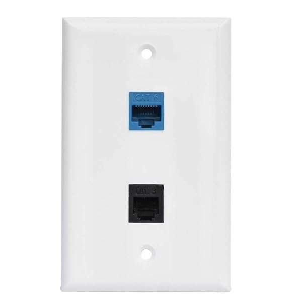 Buy BUPLDET RJ11 RJ45 Wall Plate - CAT6 Ethernet & Phone Jack - Female to Female - White