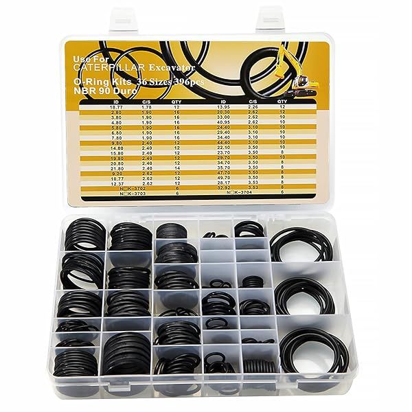 BUSY-CORNER 396 Pieces O-Ring Kit Nitrile 90 Duro for Hydraulic Pipe Pump and Fittings Seal Kit for Caterpillar