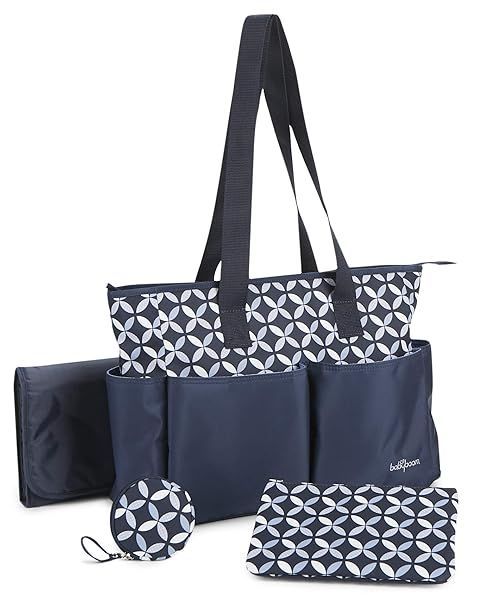 Baby Boom Ivy 4 Piece Tote Diaper Bag Set Navy One Size Stylish and Functional Baby Bag for Parents on the Go