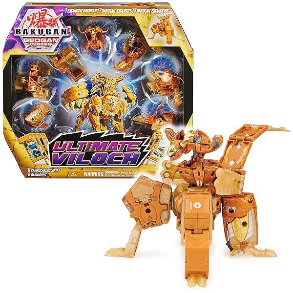Bakugan Ultimate Viloch 7-in-1 Exclusive Action Figure with BakuCores and Trading Cards for Kids Toys Boys Geogan Rising Collectible