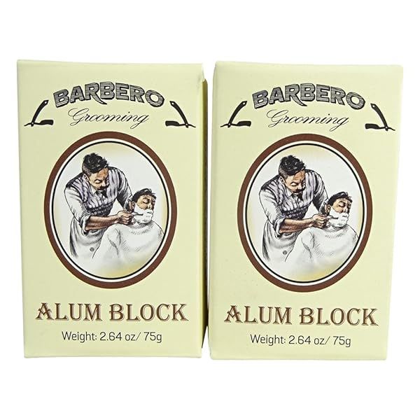Barbero Alum Block 2.64 oz Pack of 2 for Smooth Skin and Razor Burn Relief