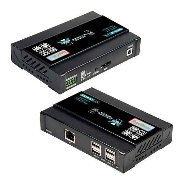 Basicolor 4K HDMI KVM USB Extender: 196ft Lossless Video & Near Zero Latency, Plug & Play Over Cat5/Cat6