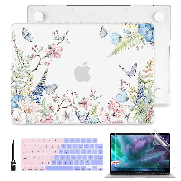 Batianda Elegant Flowers Case for M4 New MacBook Pro 14 inch 2024 2023 2021 A3112 A2992 with Keyboard Cover and Screen Protector