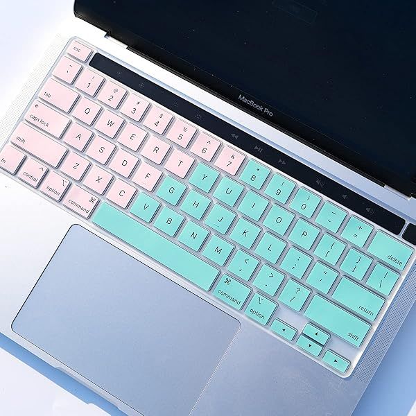 Batianda Gradient Color Silicone Keyboard Cover for MacBook Pro 13 M1 M2 2022 2020 A2338 A2289 A2251 2019 A2141 Green to Pink