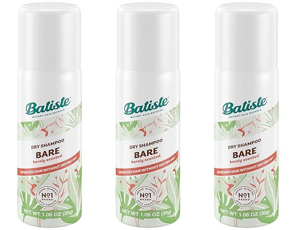 Batiste Dry Shampoo Bare Mini 1.6 oz - Pack of 3 | Travel Size Hair Refreshing Solution