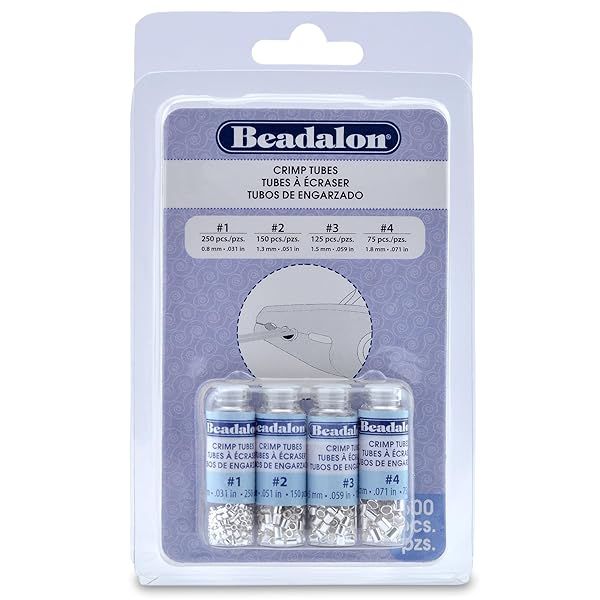 Beadalon Crimp Tube Variety Pack - 600 Silver Plated Sizes 1-4 for Jewelry Making & Beading