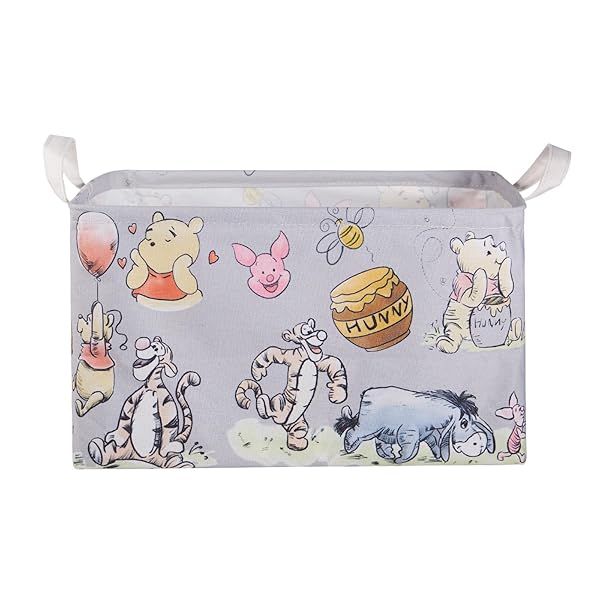 Bear Storage Basket Large Hamper Canvas Laundry Basket Foldable Waterproof for Kids Boys Girls Bathroom Bedroom Clothes Toy Bin Rice White