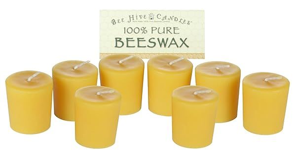 Bee Hive Candles 100 Percent Pure Beeswax Votive Candles 15 Hour Pack of 8 Natural