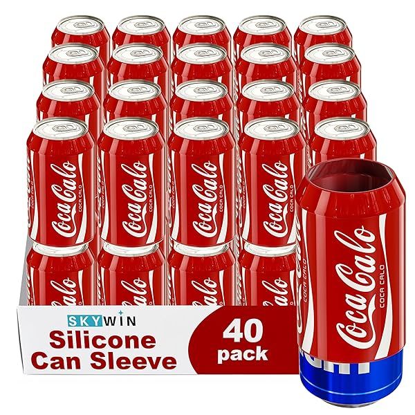 BeerSkin Skywin Silicone Can Covers that Look Like Soda - 40 Pack 12 oz (355ml), Reusable and Durable Soda Can Cover, Fun Kozies for Cans for