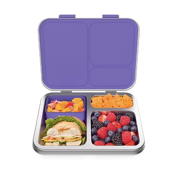 Buy Bentgo Kids Stainless Steel Lunch Box - Eco-Friendly, Leak-Resistant, 3-Compartment Bento for Ages 3+, Dishwasher Safe (Purple)