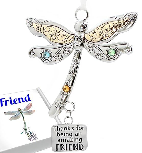 Best Friend Ornaments for Women Dragonfly Charm Friendship Gift for Christmas Birthdays and Everyday Celebrations