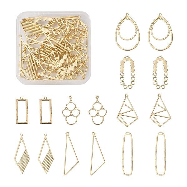 Bestewelry Alloy Geometric Open Back Bezel Frame Big Pendants Bezel Blank Trays Open Back Frame Pendants for DIY Crafts Resin Jewelry Making