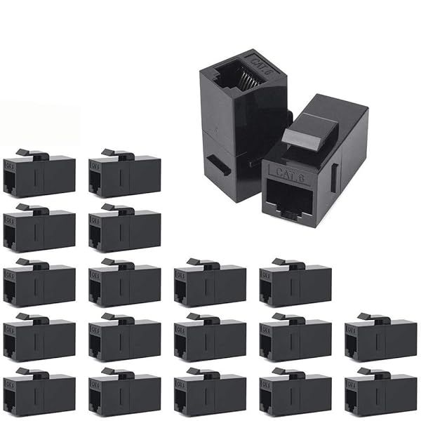 Bienque RJ45 Coupler, RJ45 Keystone Jack, Keystone Cat6 Coupler Female to Female (20Pack, Cat6/Cat5/Cat5e Ethernet Coupler Extender)