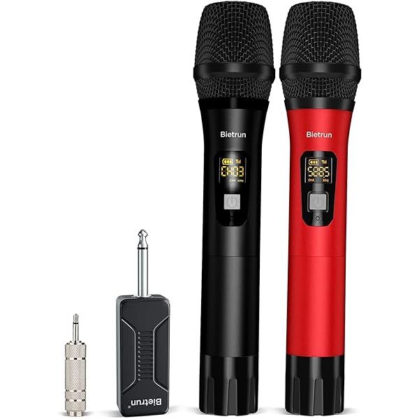 Bietrun Wireless Microphone Dynamic Mic System with Rechargeable Receiver, 1 4