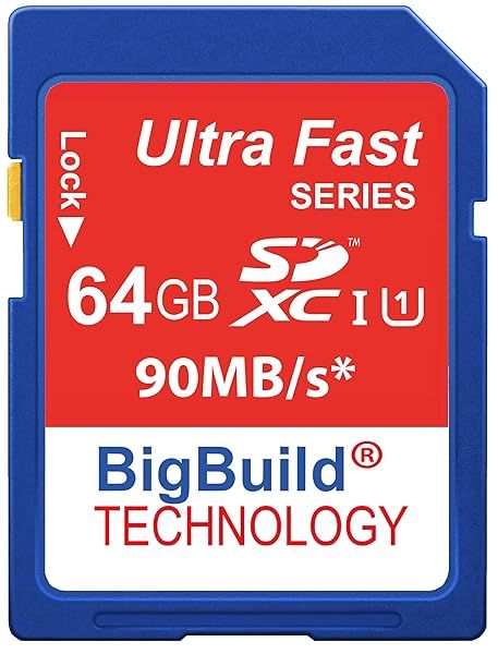 BigBuild Technology 64GB Ultra Fast SDXC Memory Card 90MB/s for Nikon D3200 Camera