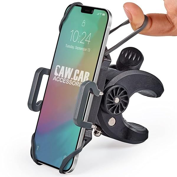 Universal Bike and Motorcycle Phone Mount for iPhone 14 Samsung Galaxy S22 and All Cell Phones Safe and Comfortable Handlebar Holder