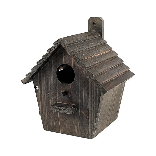 Black Wooden Bird House for Outside with Pole Ideal for Finch Bluebird and Cardinals Garden Clearance Country Cottages
