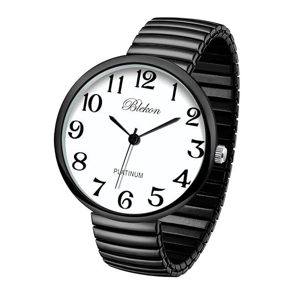 Shop Blekon Super Large Face Stretch Band Watch - Japanese Movement PC21J in Black | Fashionable & Durable Timepiece
