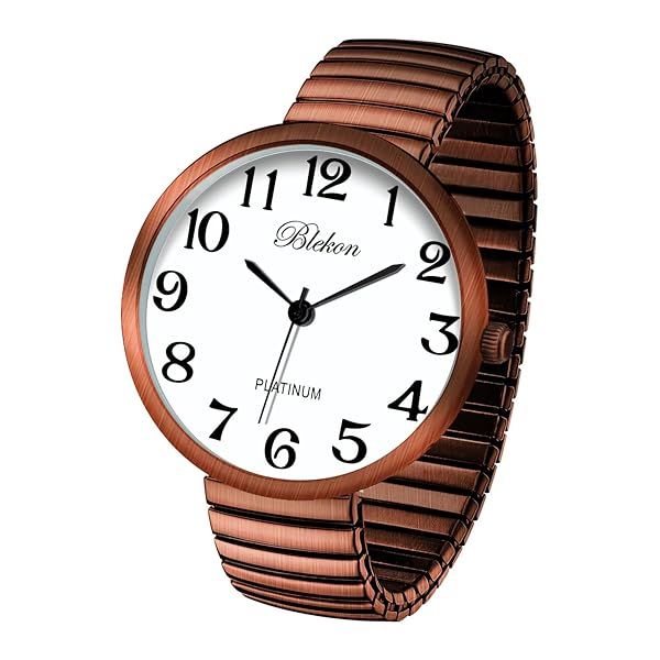 Shop Blekon Super Large Face Stretch Band Watch - Japanese Movement PC21J in Copper | Fashionable & Durable