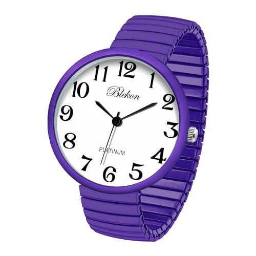 Shop Blekon Super Large Face Stretch Band Watch - Japanese Movement PC21J in Lavender