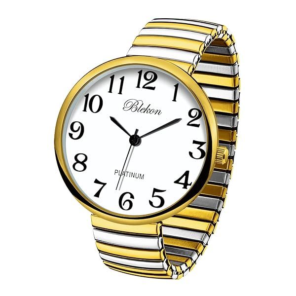 Shop Blekon Super Large Face Stretch Band Watch - Japanese Movement PC21J in Stylish Two-Tone Design