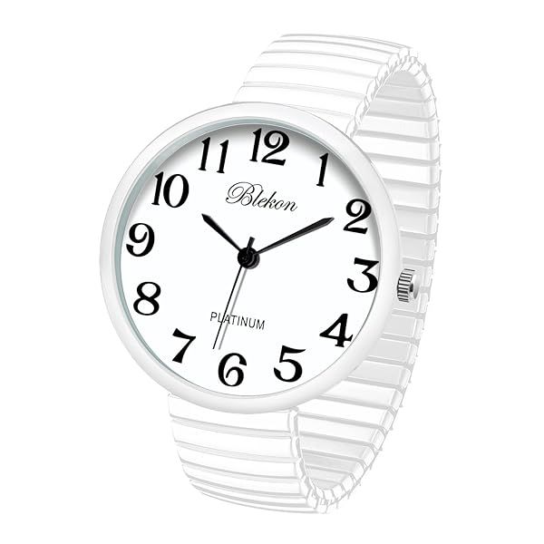 Shop Blekon Super Large Face Stretch Band Watch - Japanese Movement PC21J in White | Fashionable & Stylish Timepiece