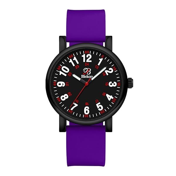 Shop Blekon Original Nurse Watch: Easy Read Dial, Water Resistant, Medical Scrub Colors - Black & Purple Options