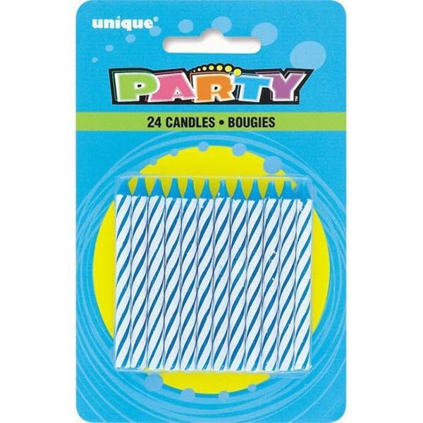 Blue Spiral Birthday Candles - 24 Count, Fun & Safe Cake Toppers for Vibrant Celebrations