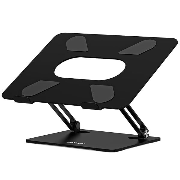 BoYata Adjustable Laptop Stand Multi-Angle Heat-Vent Holder for Laptops up to 17 inches Compatible with MacBook Pro Air and Surface Laptop Black