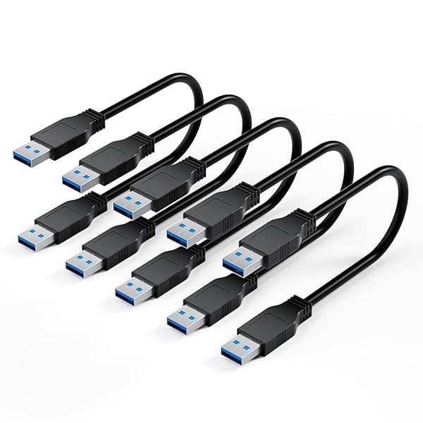BolAAzuL 5 Pack USB 3.0 Male to Male Extension Cables - 40cm Bi-Directional Short USB Adapters
