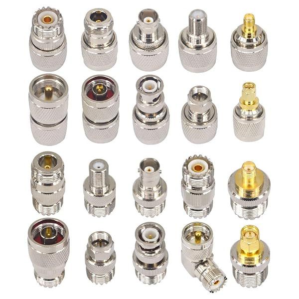 Boobrie 20PCS RF Coaxial Connector Kit: UHF, SMA, BNC, N, F Adapters - Female & Male Coaxial Connectors