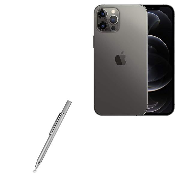 BoxWave Stylus Pen for Apple iPhone 12 Pro Max FineTouch Capacitive Super Precise Metallic Silver