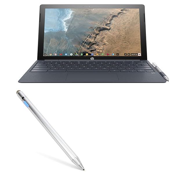 BoxWave Stylus Pen for HP Chromebook x2 AccuPoint Active Stylus with Ultra Fine Tip Metallic Silver
