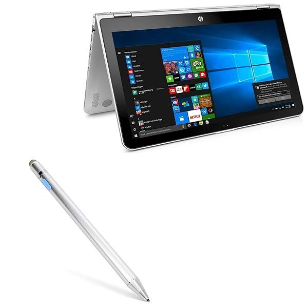 BoxWave Stylus Pen for HP Pavilion x360 15.6 inch Convertible AccuPoint Active Stylus with Ultra Fine Tip Metallic Silver