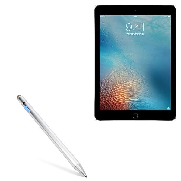 BoxWave Stylus Pen for iPad Pro 9.7 2016 AccuPoint Active Stylus with Ultra Fine Tip Metallic Silver