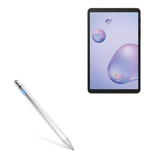 BoxWave Stylus Pen for Samsung Galaxy Tab A 8.4 2020 AccuPoint Active Stylus with Ultra Fine Tip Metallic Silver