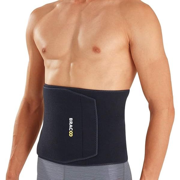 Bracoo Waist Trimmer Wrap: Sweat Sauna Slimming Belt for Men & Women - Boost Core Stability & Abdominal Support SE22 Black