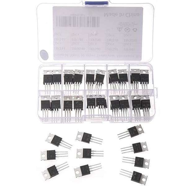 Bridgold 50pcs IRF Series Mosfet Transistor Kit - 10 Types Including IRFZ44, IRF510, IRF520 & More
